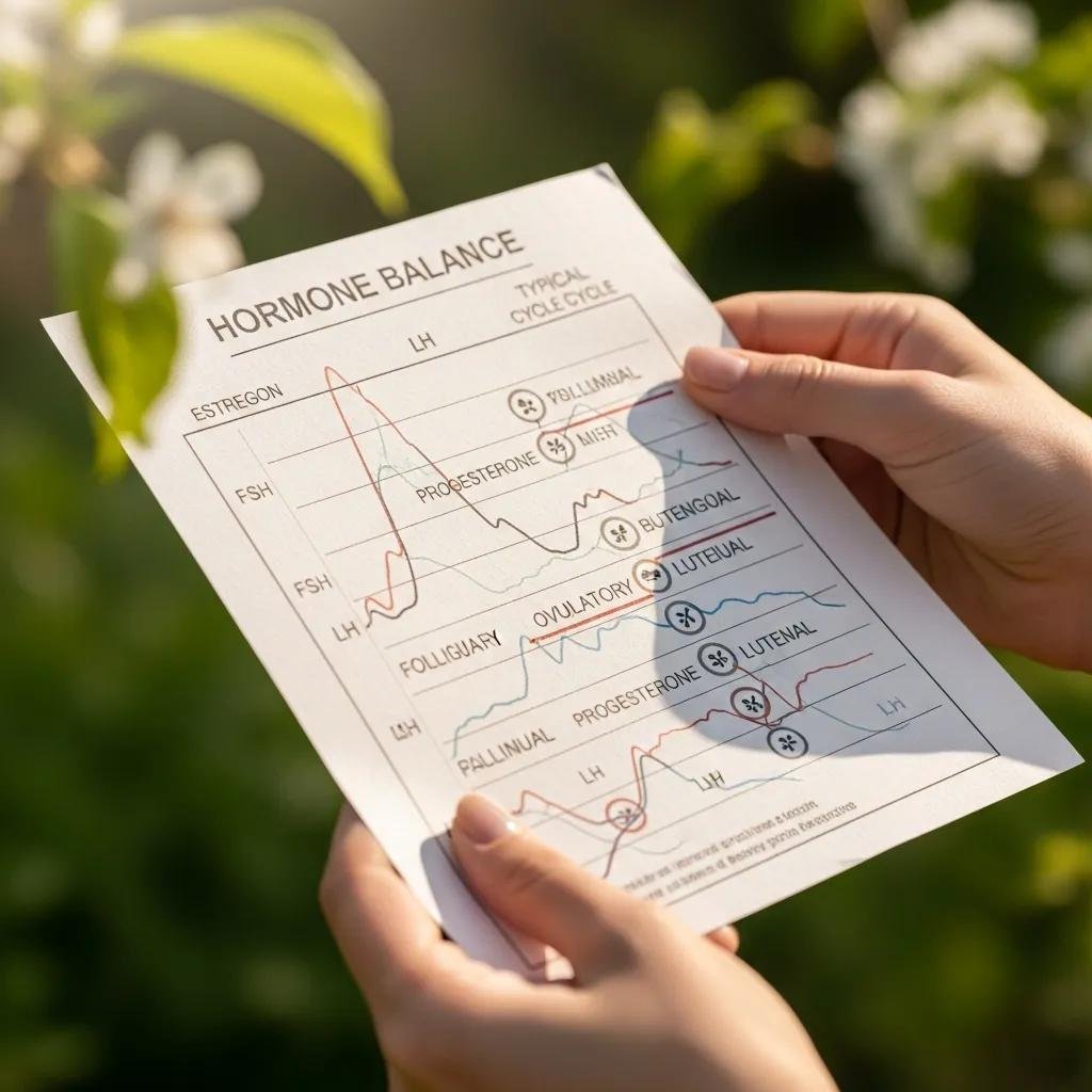 Close-up of a hormone balance chart representing menstrual health