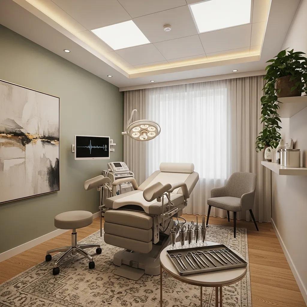 Comfortable medical clinic environment for private smear tests, emphasizing health and wellness