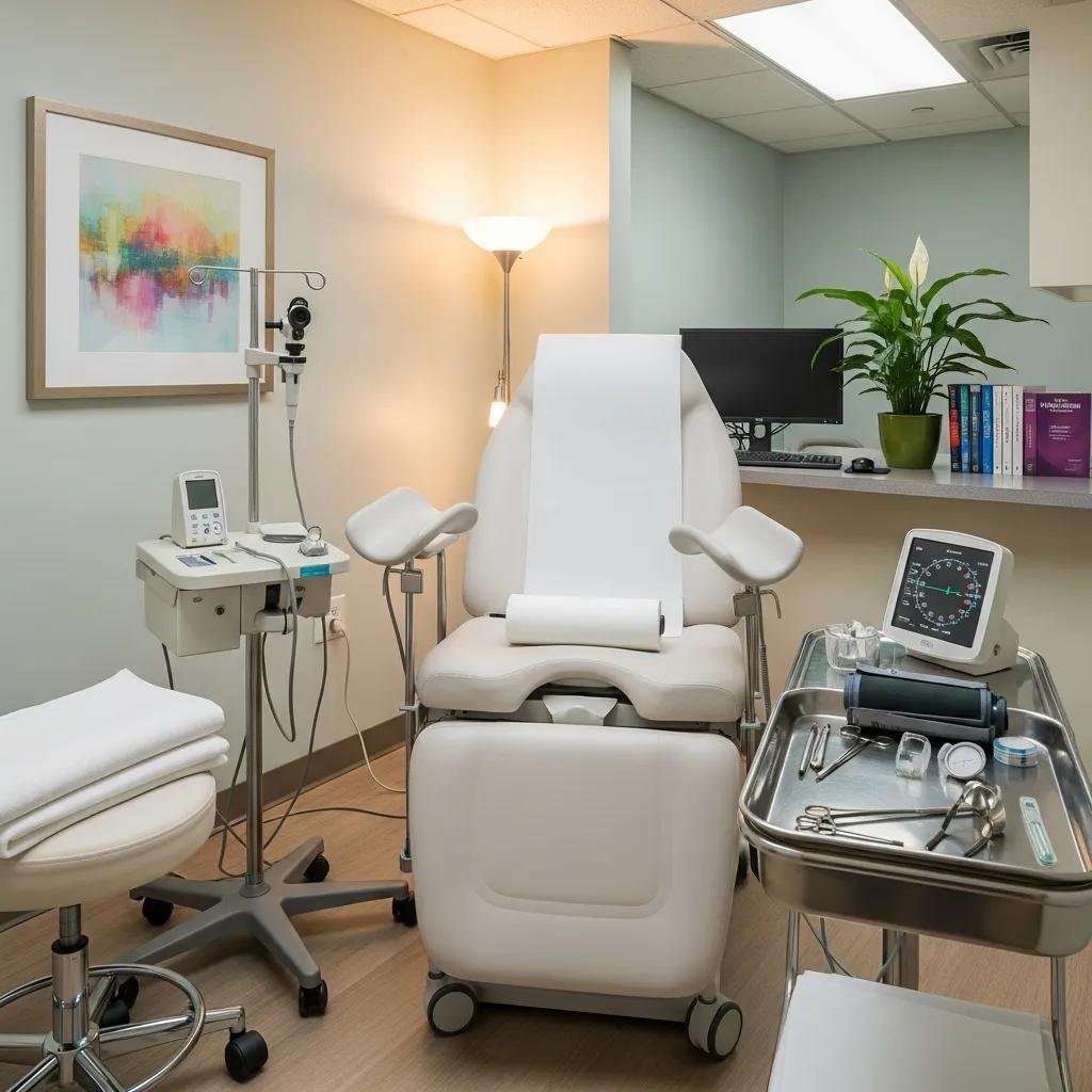 Consultation room in a private gynaecology clinic, highlighting comfort and professionalism