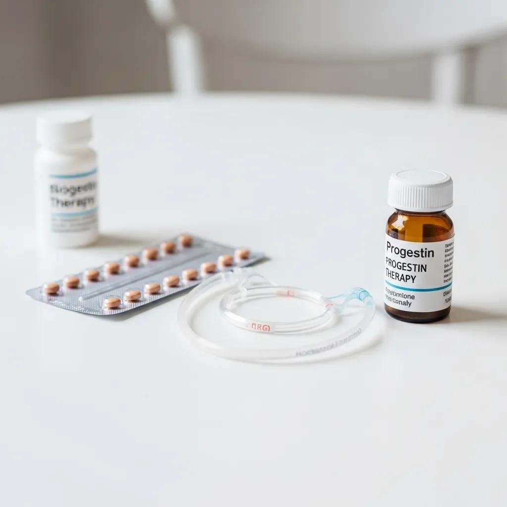 Display of hormonal therapy options for heavy menstrual bleeding, including birth control pills, hormonal IUD, and progestin therapy