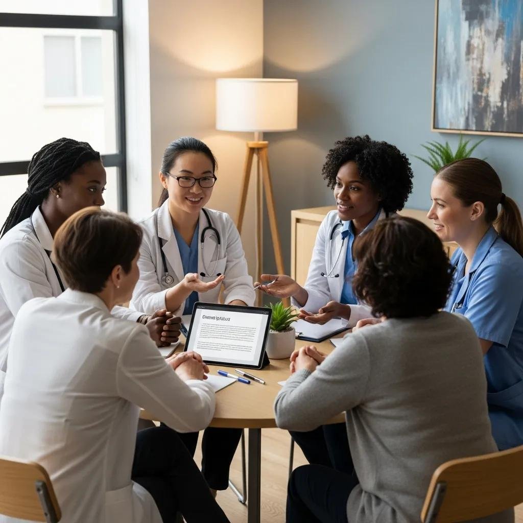 Diverse female clinicians in a consultation, emphasizing comfort and trust in choosing a clinician