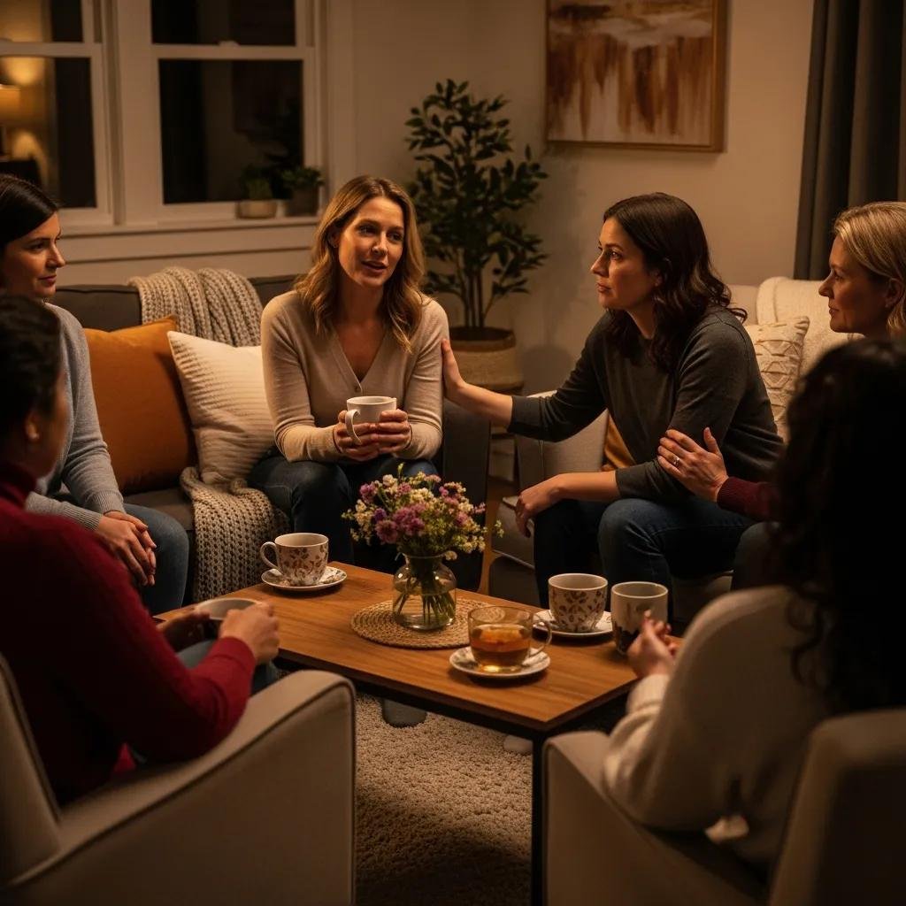 Group of women sharing experiences and providing emotional support after myomectomy