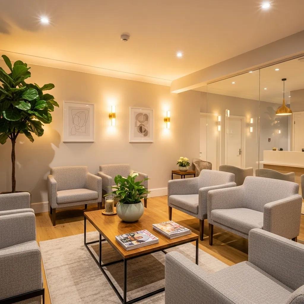 Modern private gynaecology clinic interior in London, emphasizing comfort and professionalism