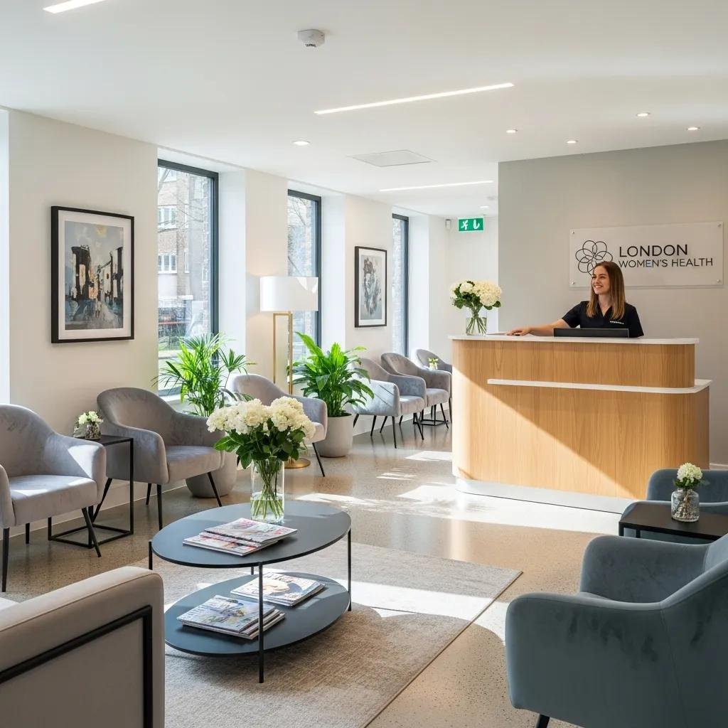 Private gynaecology clinic waiting area in Central London