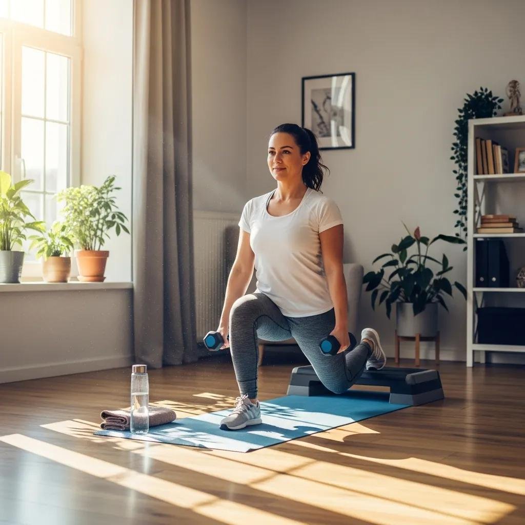 Woman engaging in gentle physical therapy exercises for pain management after myomectomy