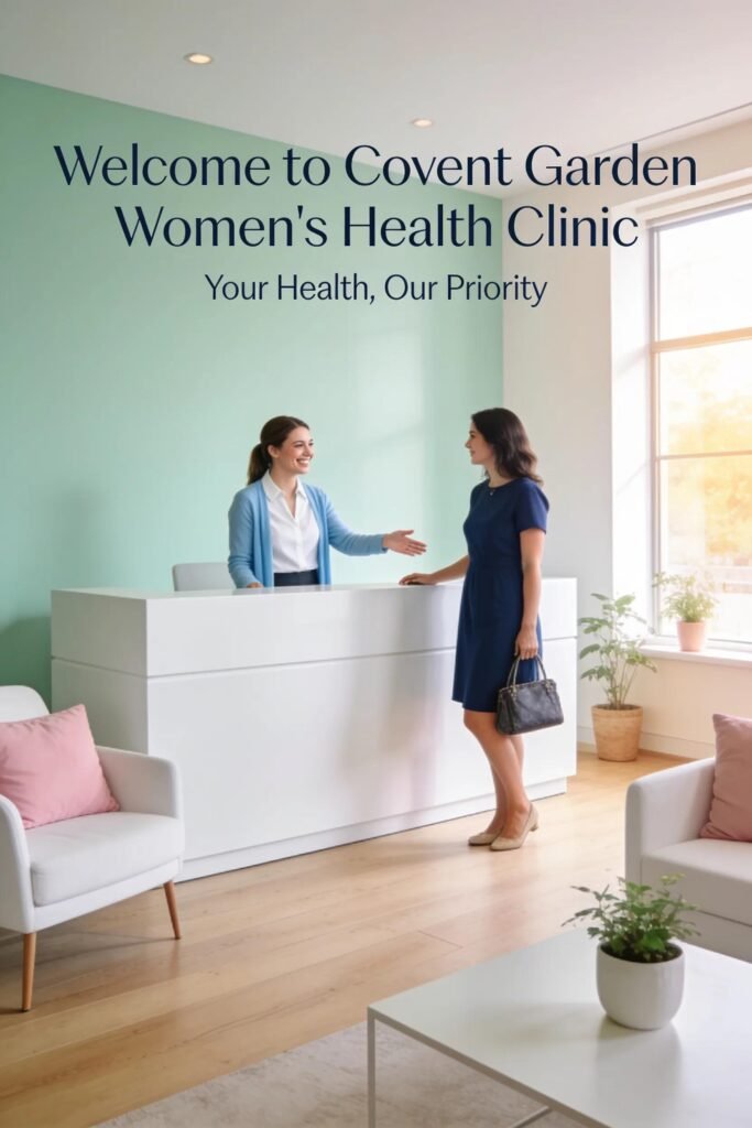 Modern private gynaecology clinic reception welcoming patients in Covent Garden