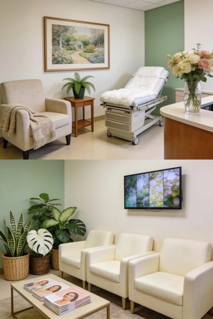Welcoming private gynecology office environment promoting women's health services