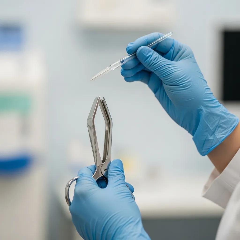 Clinician preparing for a private smear test, highlighting the procedure's professionalism and care